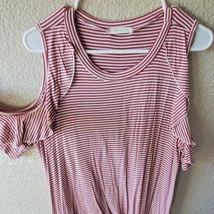 Pinkblush Striped Maternity Cold Shoulder Top